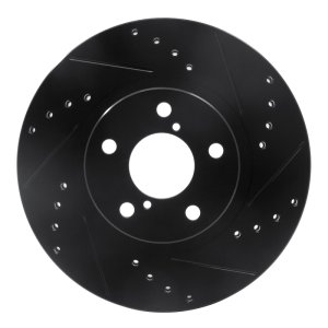 Saab 9-2X Brake Rotor (1) - Front Right - R1 Concepts - Drilled & Slotted - Black - `90-`16